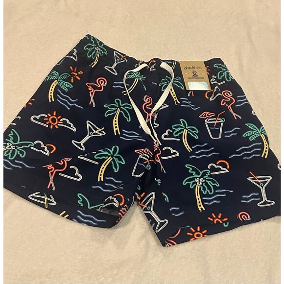 NWT Mens Small Chubbies Neon Lights swim trunks 5.5" inseam 2 in 1 liner - Picture 1 of 2